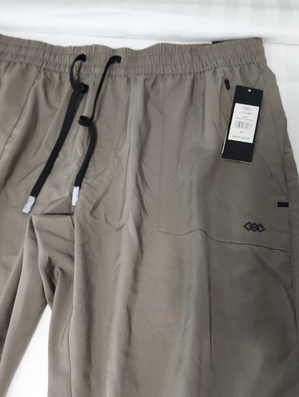 Men's Elastic Drawstring Joggers in Taupe - Picture 2 of 7